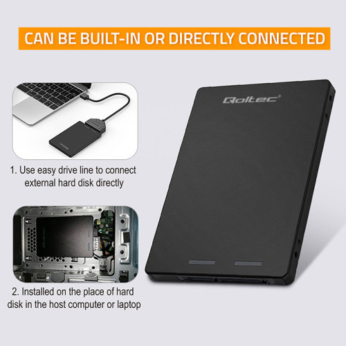 Rack Adaptor HDD Qoltec M.2 NGFF SATA 3 2TB Super viteza 6Gb/s negru