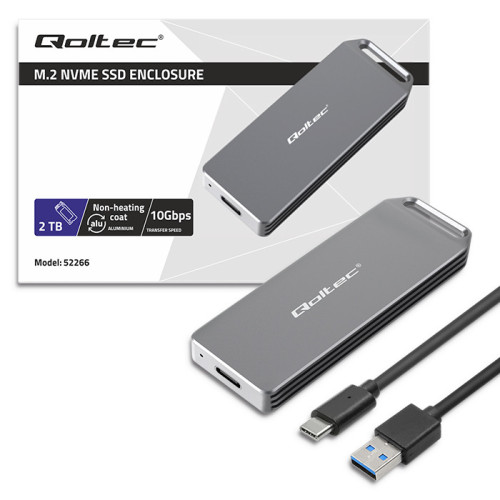 Rack HDD Qoltec M.2 SSD NVMe PCI-e USB-C (Type C) super speed 10Gb/s gri