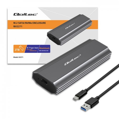 Rack HDD Qoltec M.2 SSD SATA NVME 2T USB-C (Type C) negru