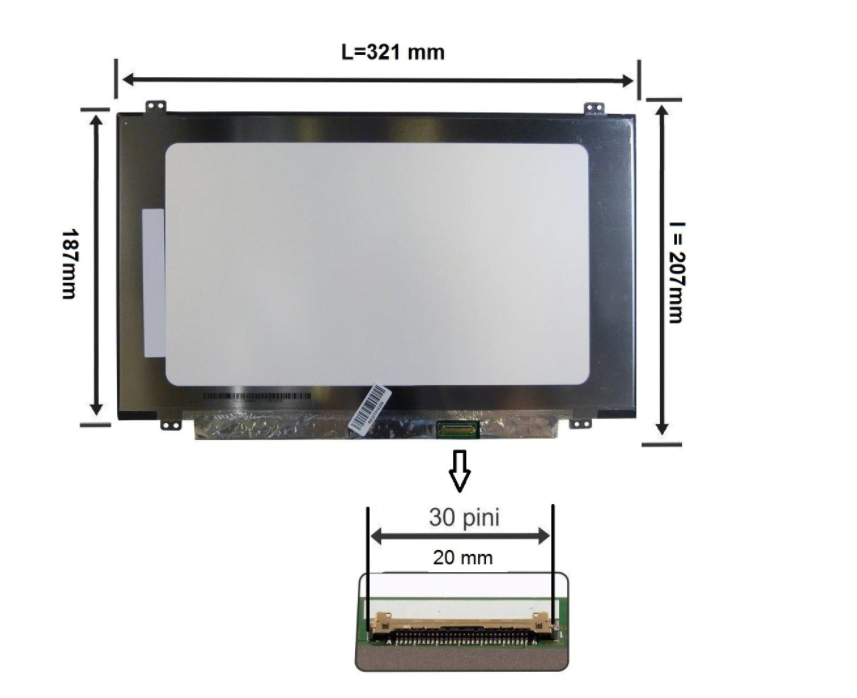 Laptop display 14 inch slim NT140WHM-N31 1366 x 768 HD brackets 30 pin