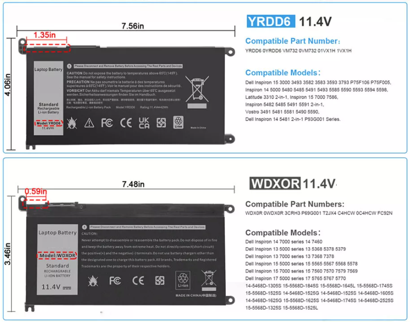 Baterie laptop Dell Inspiron 13 5368 5378 7368 7378 15 5565 5567 Vostro 5468 5568