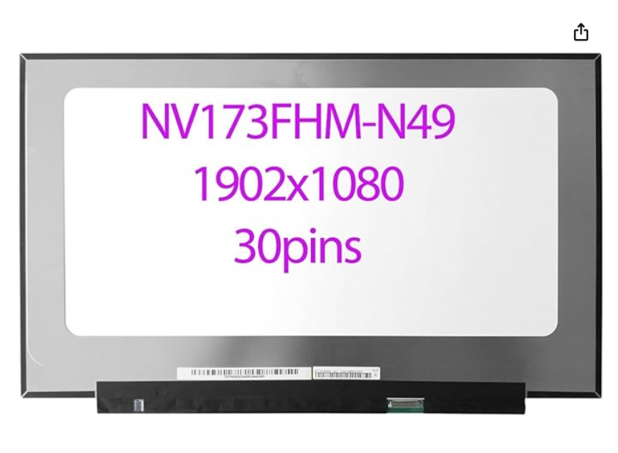 Laptop display 17.3 inch slim Full-HD 1920x1080 NV173FHM-N49 30 pin no bracket