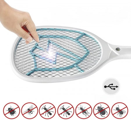 Paleta electrica pentru muste ABS/metal alb/argintiu 53,6 x 22,8 cm