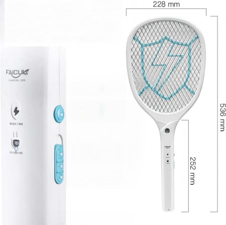 Paleta electrica pentru muste ABS/metal alb/argintiu 53,6 x 22,8 cm