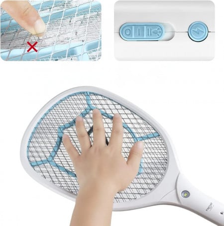 Paleta electrica pentru muste ABS/metal alb/argintiu 53,6 x 22,8 cm
