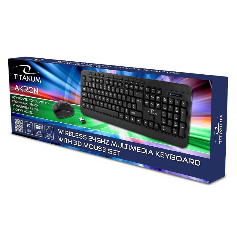 Kit Keyboard si mouse wireless Akron Esperanza, 2.4 GHz, 1600 DPI, 2 butoane