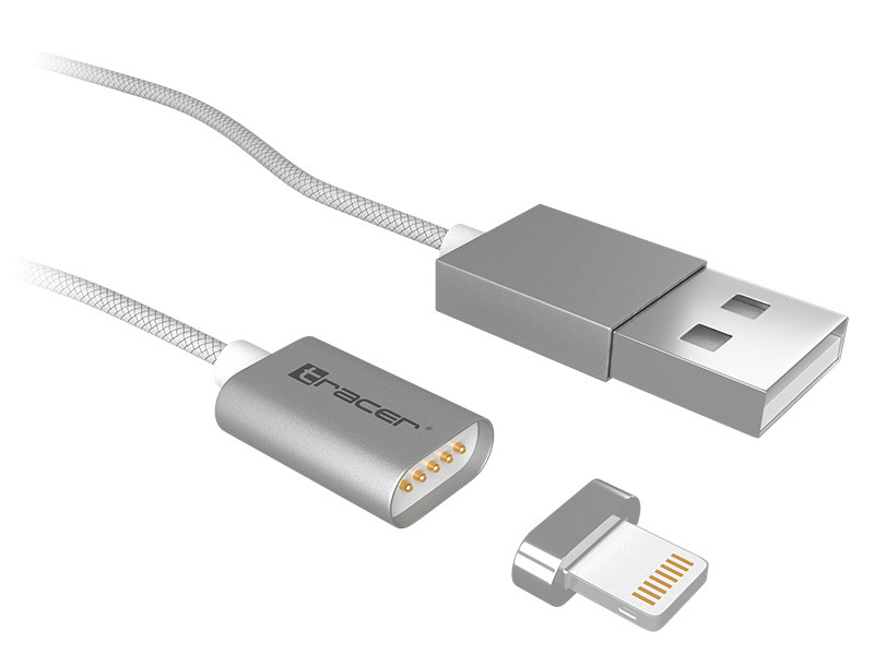 Cablu magnetic  TRACER USB 2.0 Iphone AM - Lighting 1m argintiu