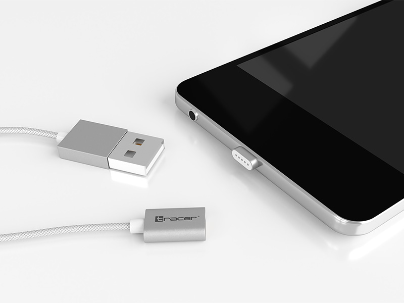 Cablu magnetic  TRACER USB 2.0 Iphone AM - Lighting 1m argintiu