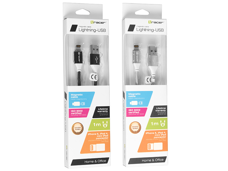 Cablu magnetic  TRACER USB 2.0 Iphone AM - Lighting 1m argintiu